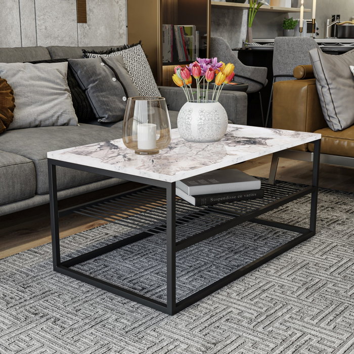 Hanah Home Mesa de café Asude - Blanco y Negro